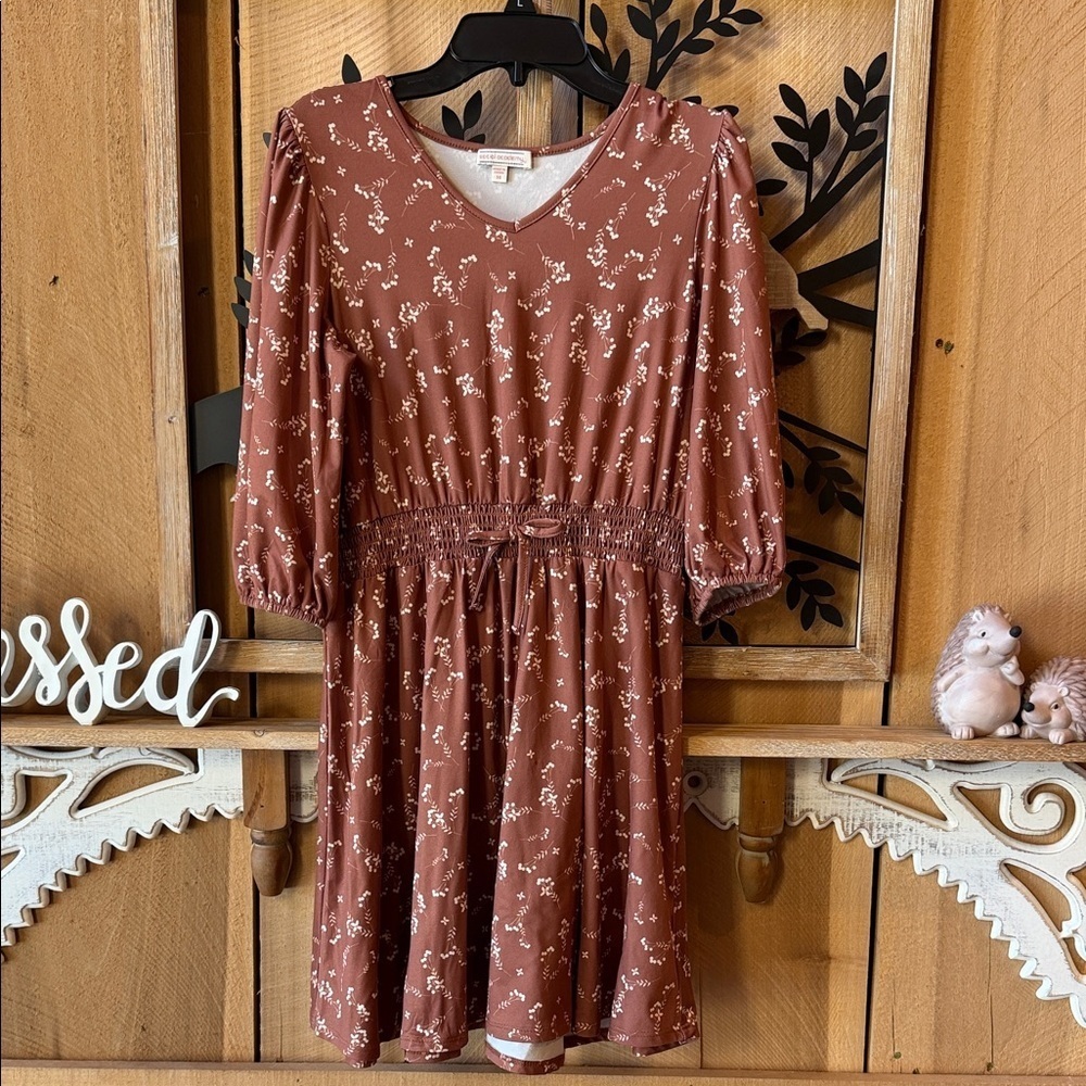 Adorable Brown Floral Kids Dress
